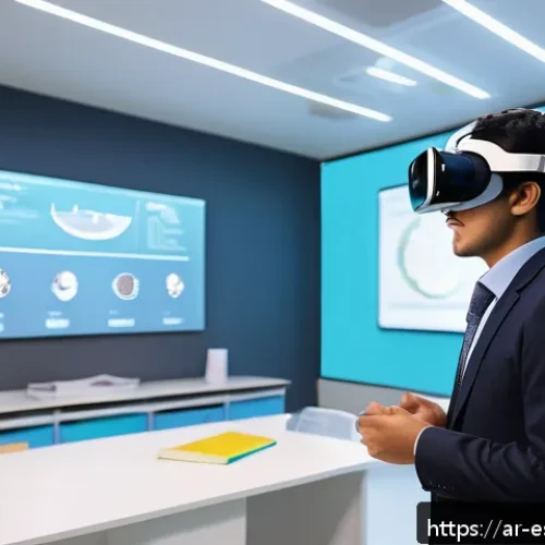 Home 31 학습자 참여를 위한 비대면 소통 기술 - A modern virtual reality classroom scene set in a Middle Eastern educational environment, featuring ...