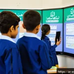 Home 23 학습자와의 관계를 증진하는 소통법 - A modern classroom scene in a Middle Eastern school where students of diverse backgrounds are active...